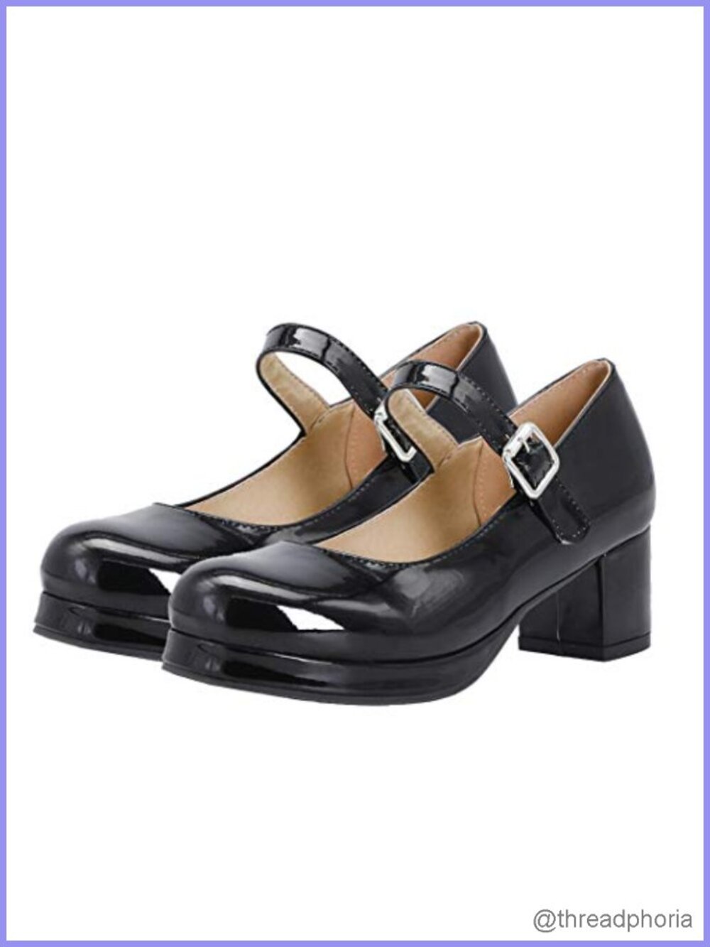 Patent Leather Mary Jane Platform Chunky Heeled Pumps Lolita Shoes